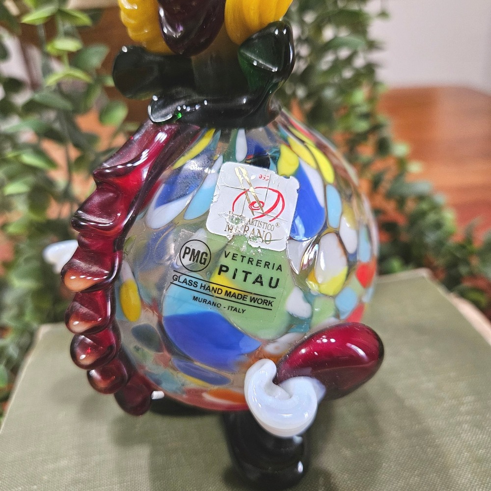 Murano Italy Pitau Art Glass Clown‎ Fat Belly Millefiori Hand Blown Sticker - Picture 2 of 6